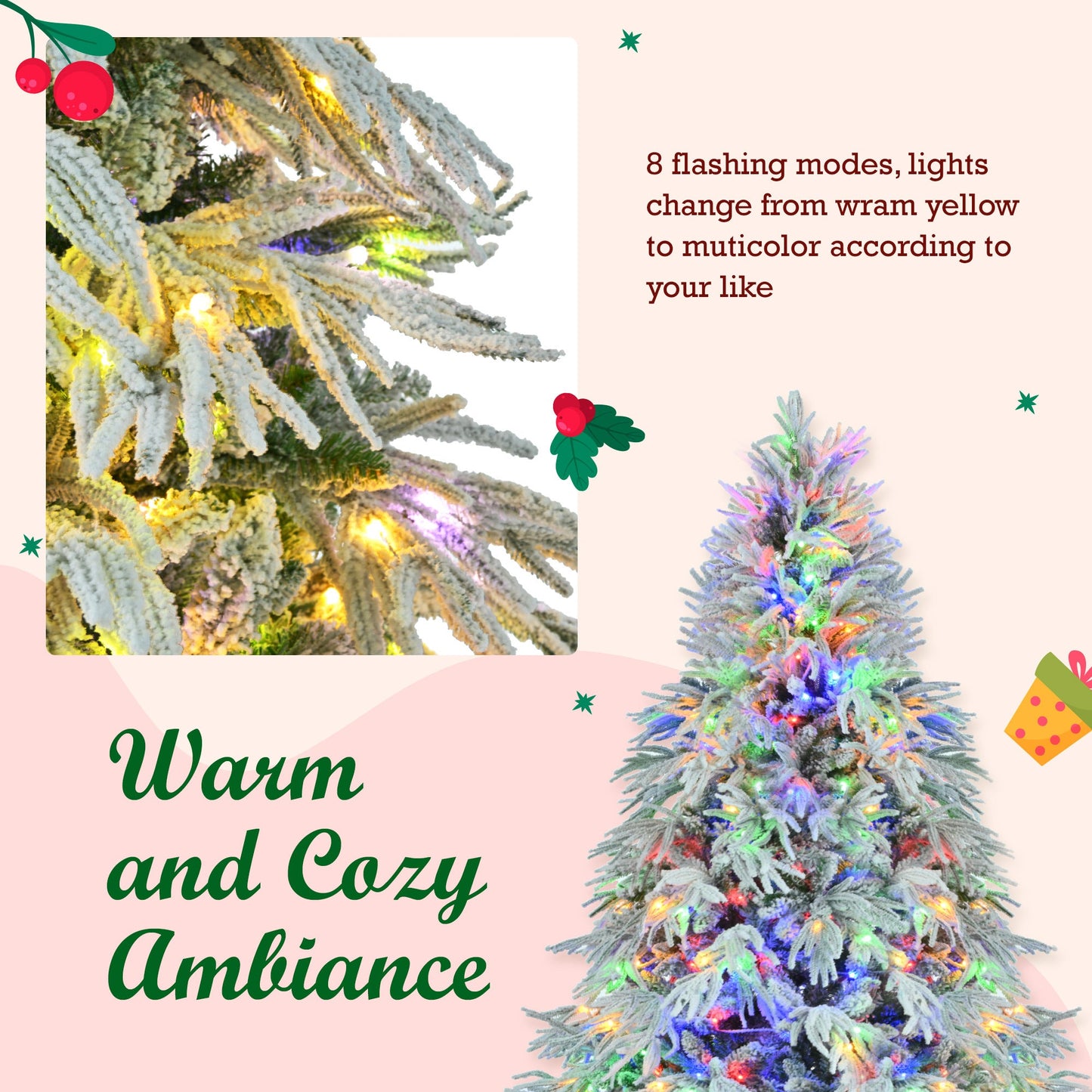 White & Green Pre-Lit Christmas Tree – 7.5 ft (LIMITED EDITION)
