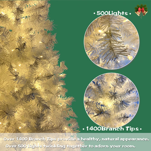 White Pre-Lit Christmas Tree – 7.4 ft